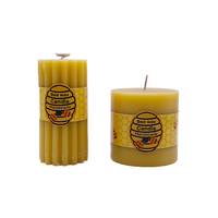 Bougie cylindrique en cire d'abeille faite à la main, parfum miel naturel, décoration de table pour la maison, utilisation en église, étiquette personnalisée