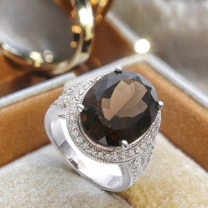 Joyería de moda cuarzo ahumado natural 925 anillos finos de plata esterlina para hombres y mujeres diseño único Venta caliente precio de fábrica - Product Image 2