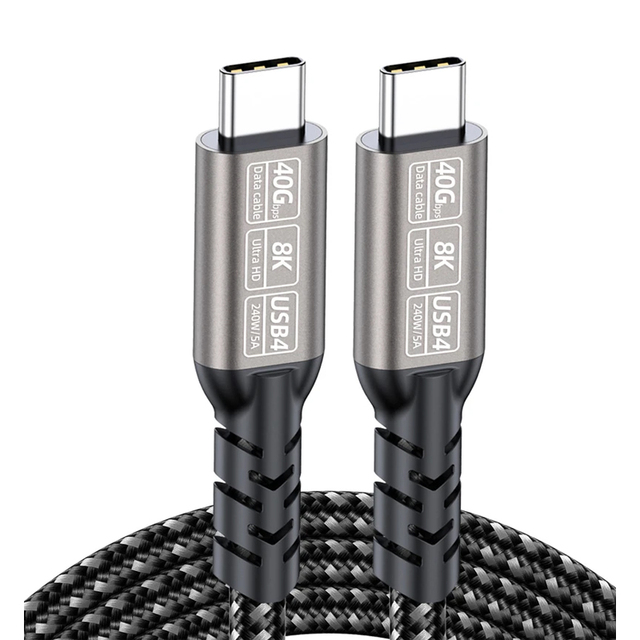 8K USB4 Cable 40Gbps 240W 48V 5A PD Fast Charging USB Type C Cable for MacBook Samung Thunderbolt 4/3 USB C to C Data Transfer
