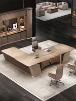 Bureau table de bureau nouvelle lumière luxe en bois massif bureau de patron en cuir vente populaire