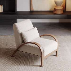 Fauteuil lounge design classique du milieu du siècle, tissu en laine d'agneau, fauteuil de loisirs Bruxelles - Product Image 4