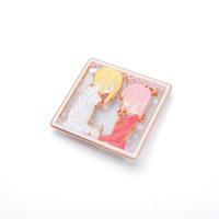 Broche en métal LGC personnalisée, motif couple anime, impression UV transparente, finition or rose, cadeau de collection