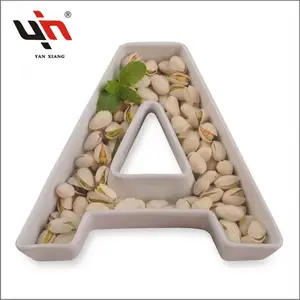 Factory Customized Candy Letter Dish Plate Porcelain Letter Breakfast Dish A To Z Ceramic Nut Dish