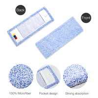 Serpillière industrielle personnalisée tête de serpillière humide et sèche lavable en machine vadrouille universelle de nettoyage de poche en peluche blanche bleue