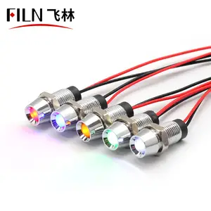 Wenzhou FILIN Good price Waterproof Red and Green 24V Double color 8mm led indicator light lamp with 10cm wires