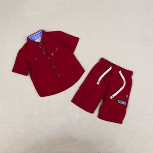 Nouvel ensemble décontracté 2 pièces en <span class=keywords><strong>lin</strong></span> pour enfants, style cargo uni, chemise à manches courtes et short pour l'été, vêtements pour garçons et tout-petits - Product Image 5
