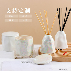Fengxi Chaozhou - Portavelas de Cerámica con Forma Irregular, Esmalte Perlado, Aromático, con Tapa, Estilo Moderno DF1722 DF1723 - Product Image 4