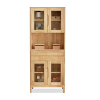 Meuble à vin moderne en bois massif avec design semi-ouvert en bois de caoutchouc de niveau A double, couleur noyer, dimensions 800x400x1950mm