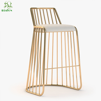 Tabouret de bar de luxe commercial, chaise haute, cadre en métal doré moderne, tabourets de bar en velours pour la cuisine