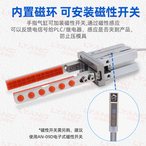 Lingyang Finger Cylinder <b>Parallel</b> Gripper 16D L50mm Dual Action Silicone Jaw <b>Clamp</b> For Robotic Arm - Product Image 2