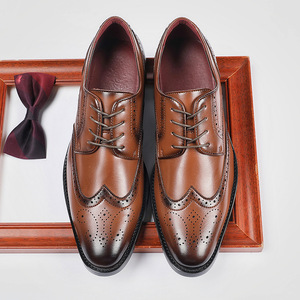Chaussures Derby habillées pour hommes en cuir sculpté à lacets de style britannique, nouvelle collection, hauteur intérieure accrue, S0501Y - Product Image 1