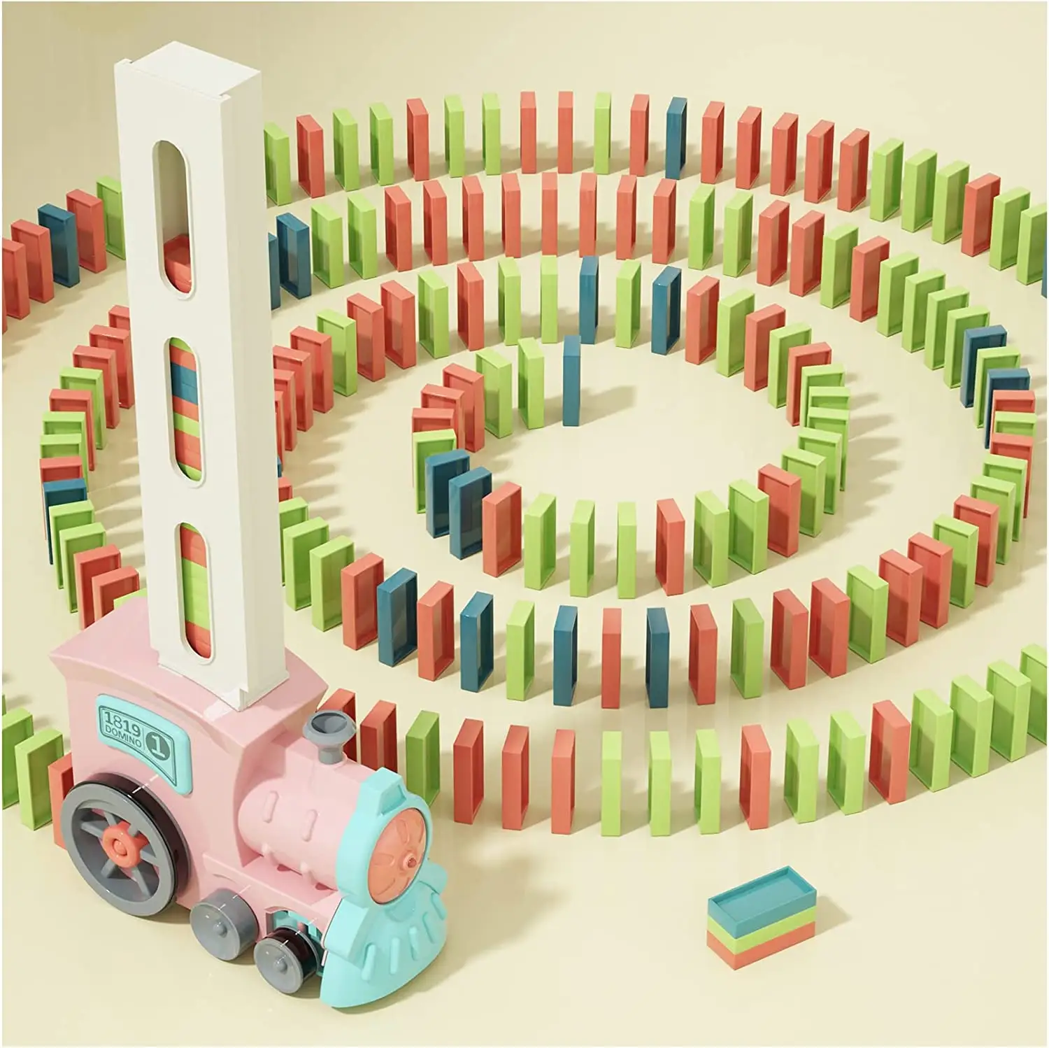 Wanhua tự động Domino TRAIN SET vui vẻ và đầy màu sắc Train với hiệu ứng âm thanh ánh sáng Domino Trò chơi đồ chơi cho trẻ em trai cô gái