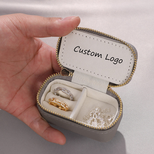 Mini Jewelry Box Handmade Luxury PU Leather Premium Travel Zipper Women <b>Ring</b> and Earring Storage Box with <b>Custom</b> Logo - Product Image 3