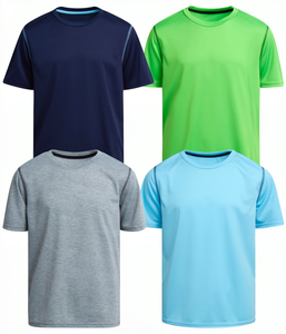 T-shirt de sport pour homme en polyester respirant, manches courtes, séchage rapide, léger, vêtements de sport d'été pour l'entraînement - Product Image 1