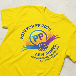T-shirt Personalizzata Formale Stampata in Poliestere Non Tessuto con Motivo Partito Prosperity dell'Etiopia VOTE ABIY <span class=keywords><strong>AHMED</strong></span> Campagna Elettorale 2026 - Product Image 5