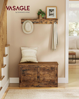 Organisateur de jouets en bois de style campagnard, coffre de rangement avec 2 charnières de sécurité, banc à chaussures d'entrée, grande capacité, boîtes de rangement, bacs