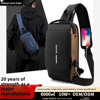 Sac de poitrine en nylon pour homme, tendance, grande capacité, étanche, résistant à l'abrasion, avec cadenas antivol, pour le commerce transfrontalier