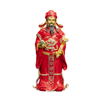 SHINNYGIFTS Artisanat Métallique Décoration Maison Bouddhisme Bouddhistes Émail Étain Plaqué Or Peinture 3D à la Main Figurine du Dieu de la Richesse