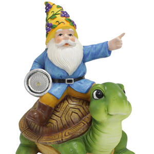Gnomo de Jardín con Luz Solar Sentado sobre una Estatua de Tortuga, Escultura de Resina para Exteriores, Artesanía para Regalos con Temática de Anime - Product Image 5