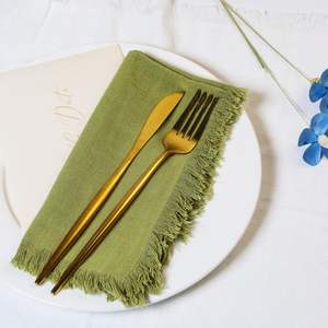 Serviettes en coton et <span class=keywords><strong>lin</strong></span> bleu avec frange, crème lavande, 18 x 18 pouces, pour dîner, mariage et fêtes, vert pomme - Product Image 1