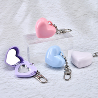 Étui de voyage portable pour rouge à lèvres et fard à joues en forme de cœur, avec miroir et porte-clés