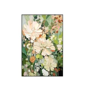 Pintura Floral Impasto Verde, Arte Minimalista en Lienzo Hecho a Mano, Obra de Arte Texturizada para Hoteles, Decoración Comercial para Paredes del Hogar - Product Image 2