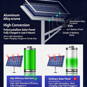 Aluminum <b>LED</b> Solar Street <b>Light</b> 5000K IP65 Waterproof Integrated Outdoor Lighting <b>Motion</b> <b>Sensor</b> 300W Type III - Product Image 3