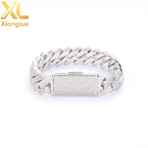 Personalized Hip Hop Jewelry Bling Iced Out 5A Zircon Rhombus Prong Cuban Link Chain Bracelet for <b>Men</b> - Product Image 4