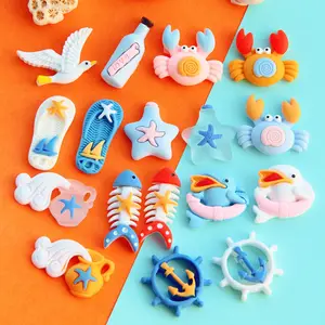 NODA Diy Accessories sea series Stray bottle sea gull rudder dolphin crab resin craft for Decoration of phone case key chain