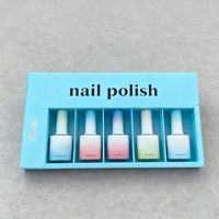 Impression numérique personnalisée coffret de 5 bouteilles de vernis à ongles coffret de vernis à ongles avec logo d'estampage à chaud de feuille d'or boîte avec séparateurs en relief mat