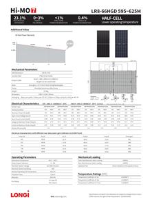 Longi himo โซล่าร์เซลล์ LR8-66HGD N-Type Topcon bifacial 595W-625W พลังงานแสงอาทิตย์ PV ที่มีการรับรอง CE 595 ~ 625M LR8-66HGD 595-625M - Product Image 5