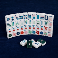Jeu de Mahjong américain Light Lotus Butterfly - Quatre joueurs - Tuiles en acrylique - Design portable - Pour divertissement familial et cadeaux de fête