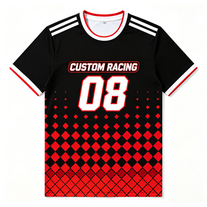 Camiseta personalizada para equipo de boxeo, ropa para aficionados a las carreras, con detalles a rayas, tela de malla, uniforme de equipo de carreras de manga corta - Product Image 3