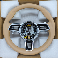 Volant en cuir beige abricot sans bouton pour Porsche 92A Cayenne 95B Macan 911 991.2 Carrera 982 718 Boxster Cayman
