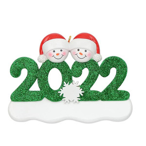 Ornamento personalizado de muñeco de nieve para la familia de <span class=keywords><strong>los</strong></span> 2, ornamento de Navidad con fecha, decoración familiar para niños y niñas, 2022 - Product Image 1