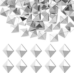 COHEALI Pcs Silver Pyramid Spike Flatback <b>Studs</b> In Metal Rivet <b>Studs</b> For Leathercraft DIY Clothing <b>Bags</b> Shoes Belt Accessories - Product Image 1