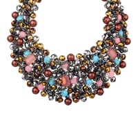 Ensemble collier et boucles d'oreilles vintage bohème pour enfants avec strass et chaîne de perles épaisse pour anniversaire