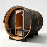 Cabine de sauna circulaire extérieure pour jardin et resort, 1800x2100mm, en bois de cèdre, de pruche et d'épicéa, grande cabine de sauna