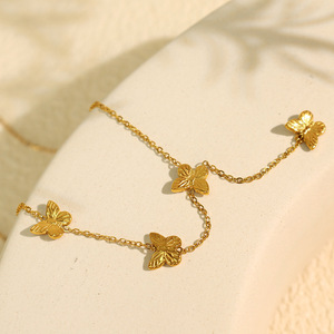 Collier à pampilles papillon en alliage de zinc doré, chaîne de clavicule pour femmes, cadeau pour occasion spéciale XL322 - Product Image 2