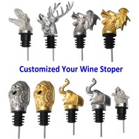 Accessoires de Bar Créatifs Personnalisés Cadeaux Décoratifs Verseur Tête d'Animal en Métal et Silicone en Alliage de Zinc pour Bouteille de Vin