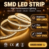 Lampu Strip LED DC 12V 24V 2835 240leds/m 120leds/m IP20 IP67 18w/m 10mm 5m 10m Roll 3000k 4000k 6500k Fleksibel Smart LED Strip