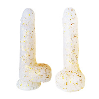 Dildo réaliste en silicone liquide avec testicules, plug anal en gelée à paillettes dorées, nouveauté pour couples, fourniture d'usine