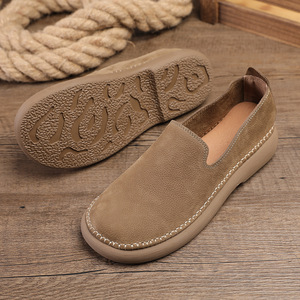 Mocassins en daim pour homme, bout rond, à enfiler, respirants, doublure en cuir véritable, semelle extérieure en caoutchouc, chaussures décontractées toutes saisons - Product Image 2