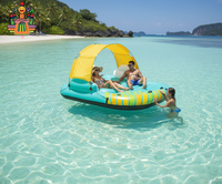 Île flottante gonflable robuste 6 personnes avec auvent pare-soleil, grand transat de piscine pour fêtes au lac et divertissements aquatiques en extérieur