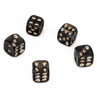 Dés à six faces en résine noire en forme de crâne, écologiques, à coins arrondis, pour jeux créatifs, accessoires amusants, jeux décontractés, fêtes, carnavals, bars