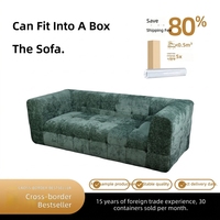 Canapé compact en boîte pour gagner de la place |   Mousse haute densité emballée sous vide |   Biscuit Tufted Velvet Modern Apartment Extendable Hotel