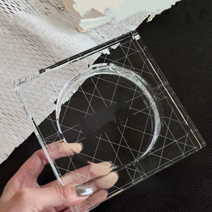 Cendrier en verre cristal transparent carré classique, vente en gros d'usine - Cendrier d'intérieur pour fumeurs, plateau à cendres décoratif avec - Product Image 1