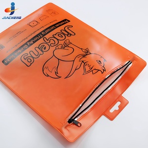 Tùy Chỉnh In Mờ Dày Tái Sử Dụng Thanh Trượt Dây Kéo Phẳng <span class=keywords><strong>Pouch</strong></span> Rõ Ràng Cửa Sổ Nhựa PVC Vớ Bao Bì Túi Với Treo Lỗ - Product Image 3