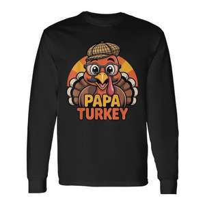 T-shirt à manches longues pour homme Papa Turkey Thanksgiving, design assorti pour la famille - Product Image 1