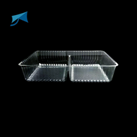 Boîtes d'emballage transparentes pour biscuits en PET à 2 compartiments Boîtes rectangulaires jetables en plastique pour plateau à gâteaux transparent pour plateau à biscuits